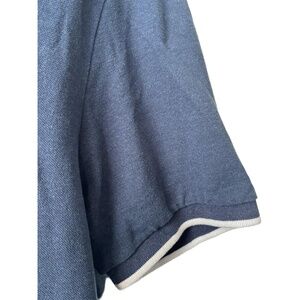 Land Rover Polo Shirt Mens Size Short Sleeve Blue Ribbed Collar Cuffs Sporty